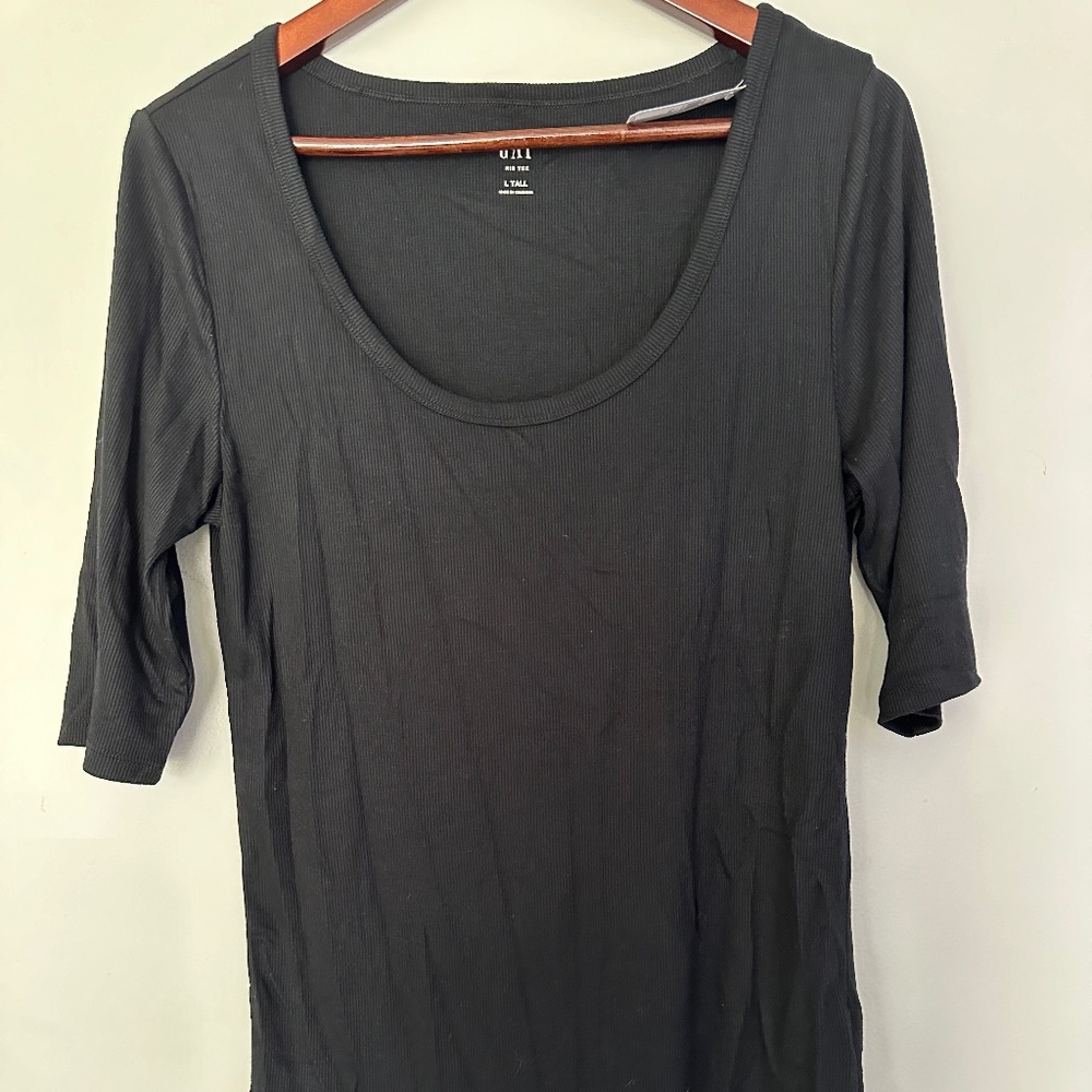 NWT GAP Black Quarter Sleeve Top Tee Size Large Tall